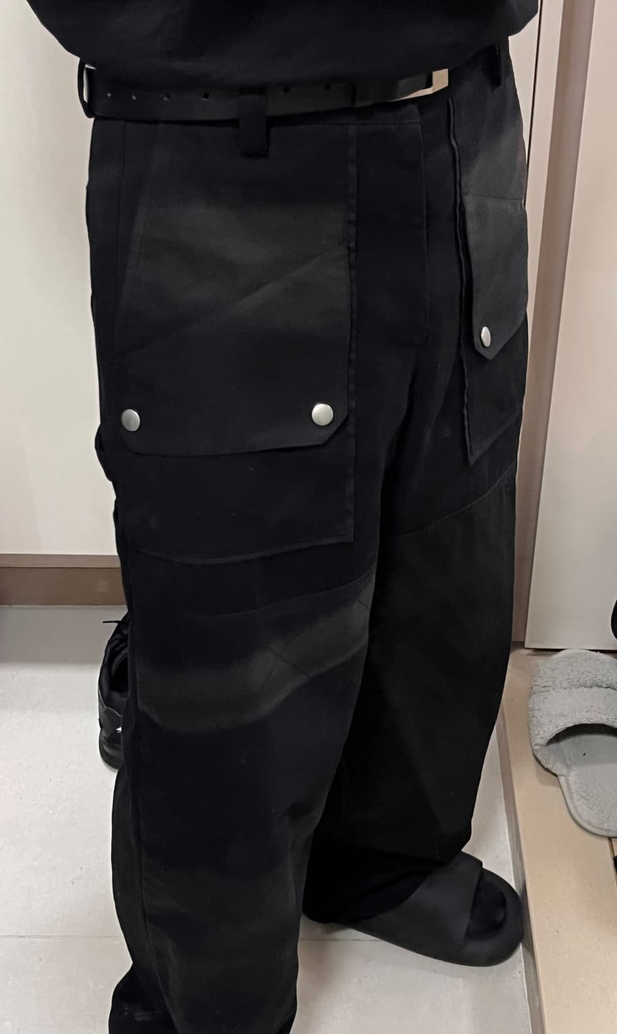 [M] 지용킴 더블니 워크팬츠 더블레이어 블리치이펙트 팬츠 상품이미지3