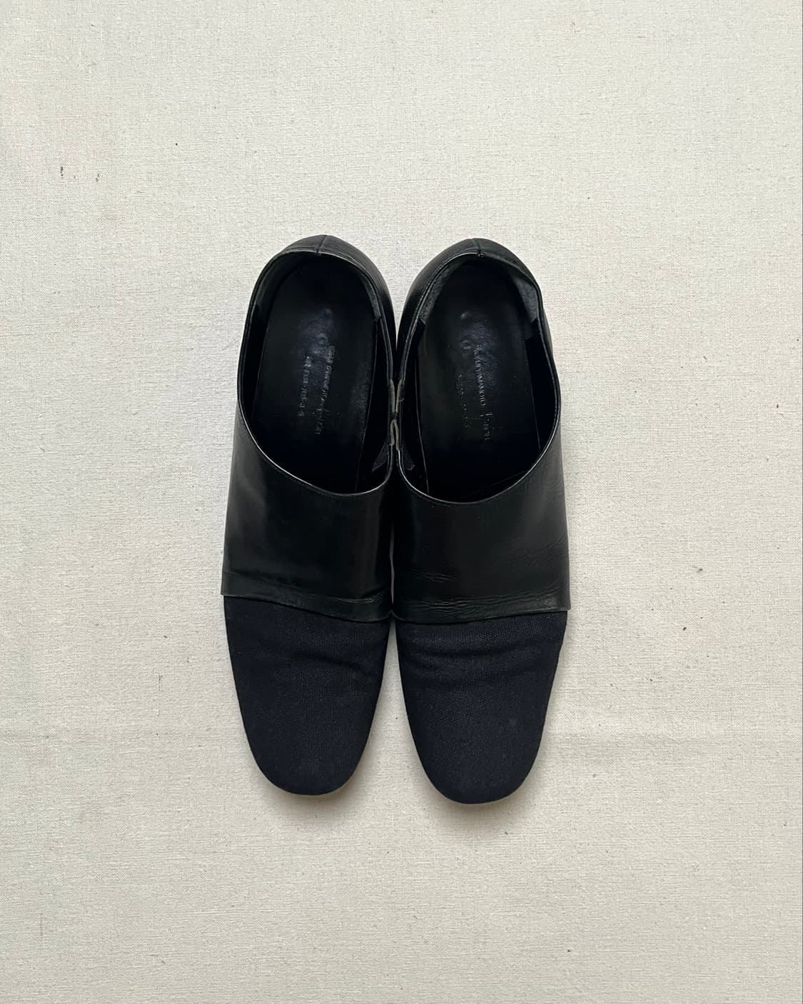 요지야마모토 캔버스토 레더 슬립온 yohji yamamoto + noir 상품이미지2