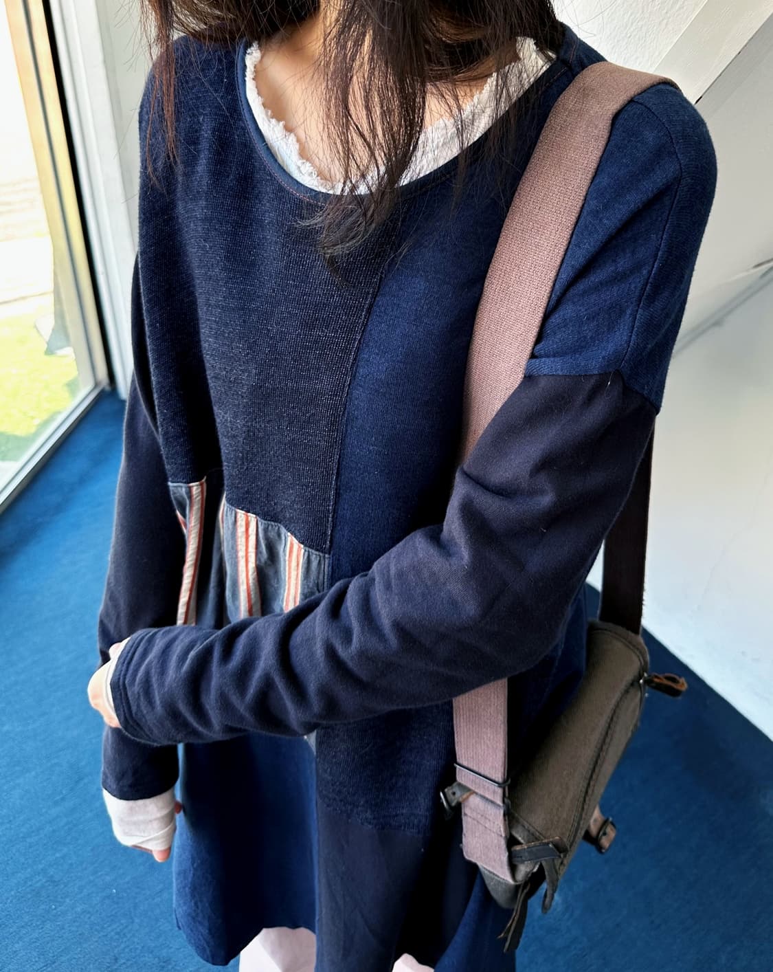 Rework design panel cotton sweat dress t 상품이미지3