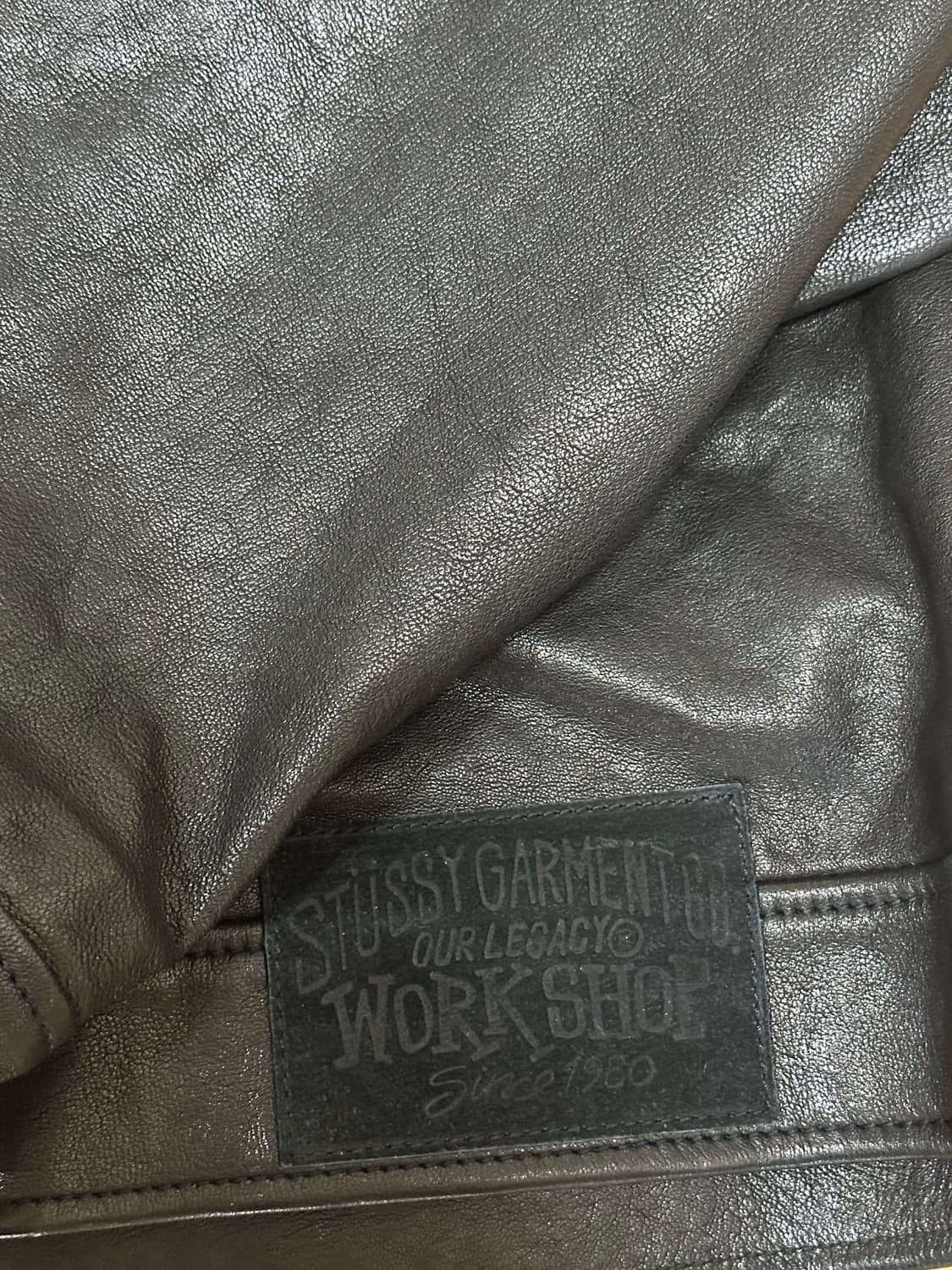 스투시 x 아워레가시 워크샵 블루종 자켓 레더 블랙 L 상품이미지3