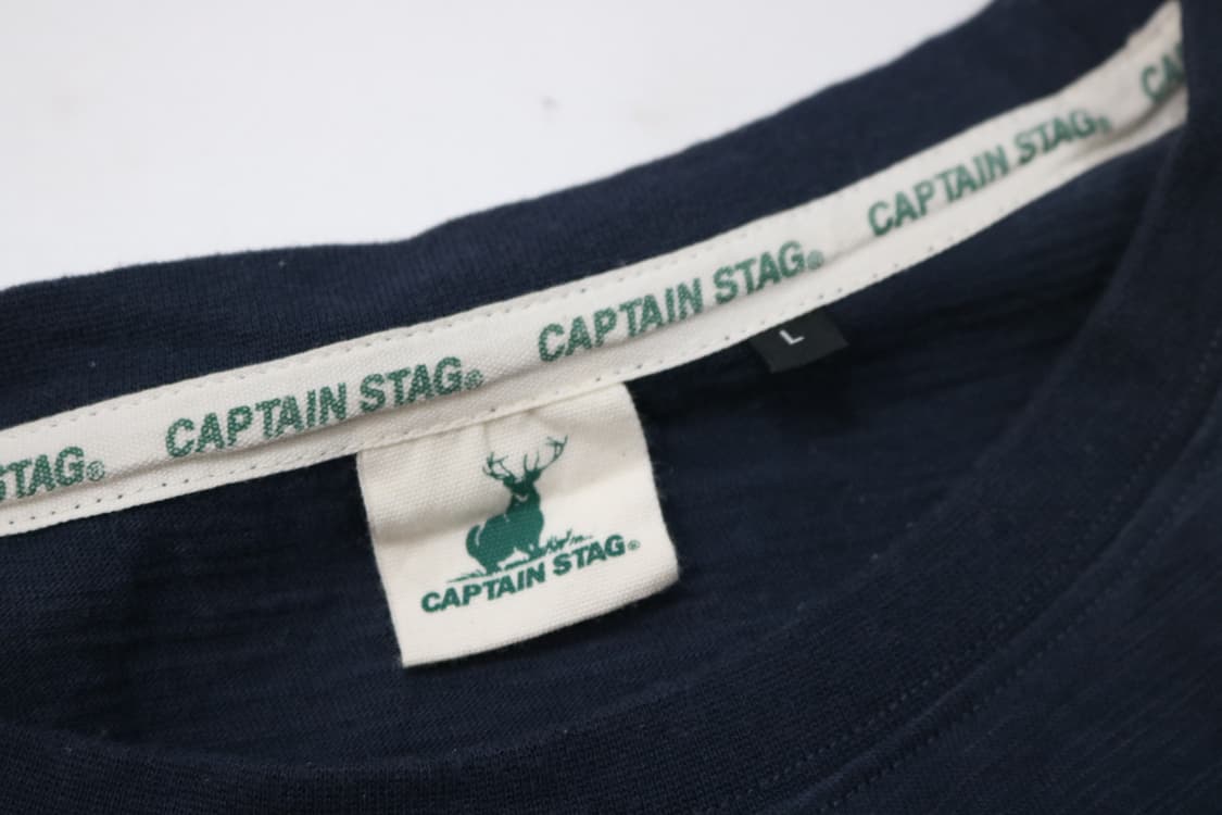 CAPTAIN STAG 캡틴스태그 빈티지 옐로우 빅로고 네이비 반팔티셔츠 상품이미지5