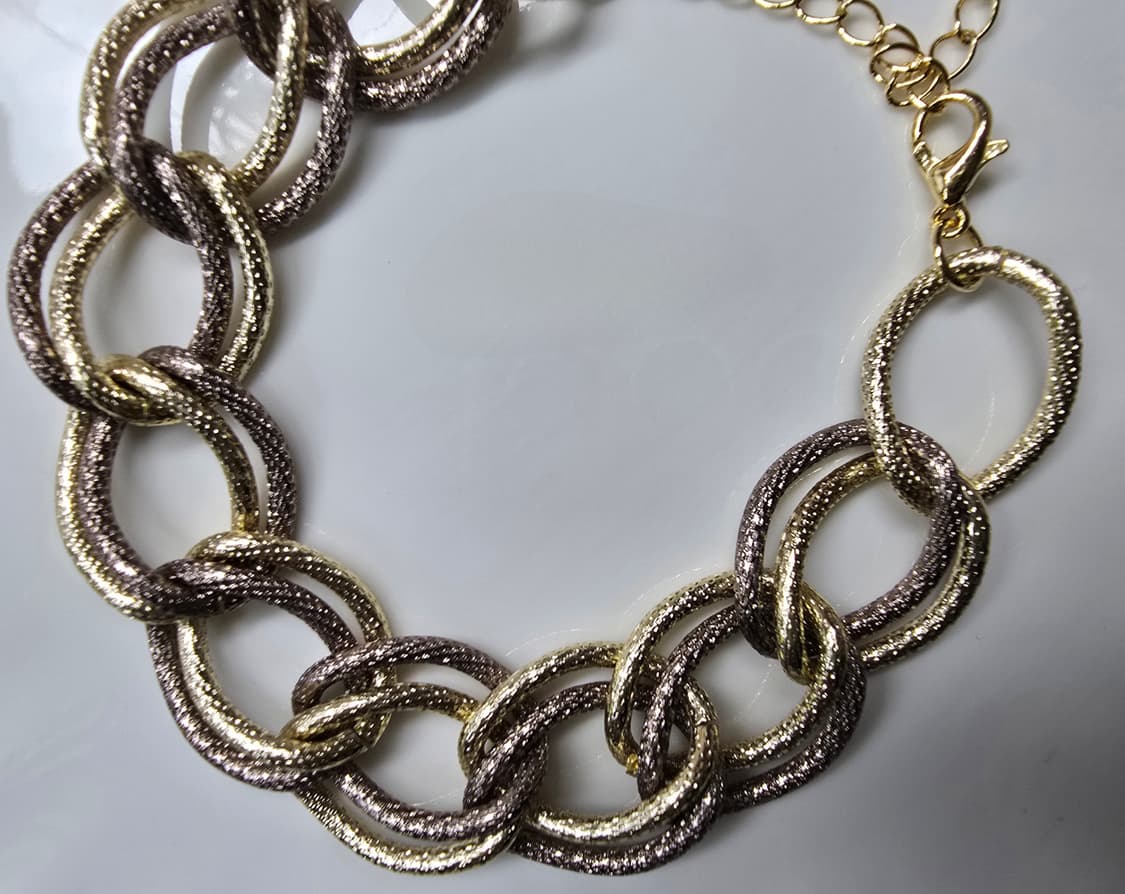 더블샌딩 체인목걸이 세트_골드&브라운 상품이미지3