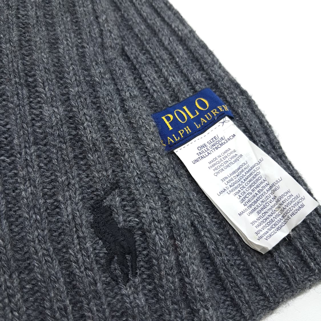 MX341 폴로 랄프로렌 그레이 리브드 램스울 니트 목도리 머플러 상품이미지5