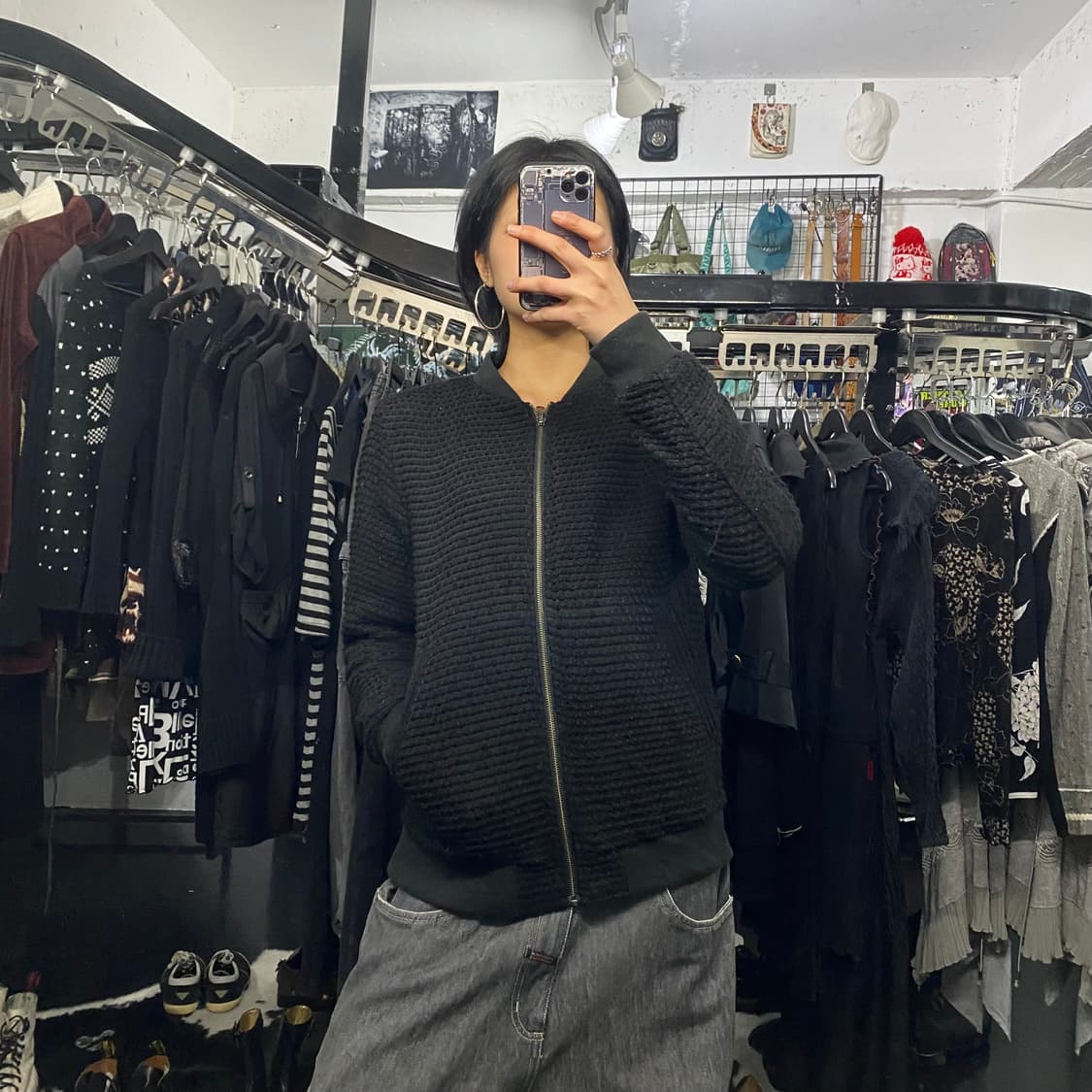 Japanese vintange 니트 봄버자켓 상품이미지1