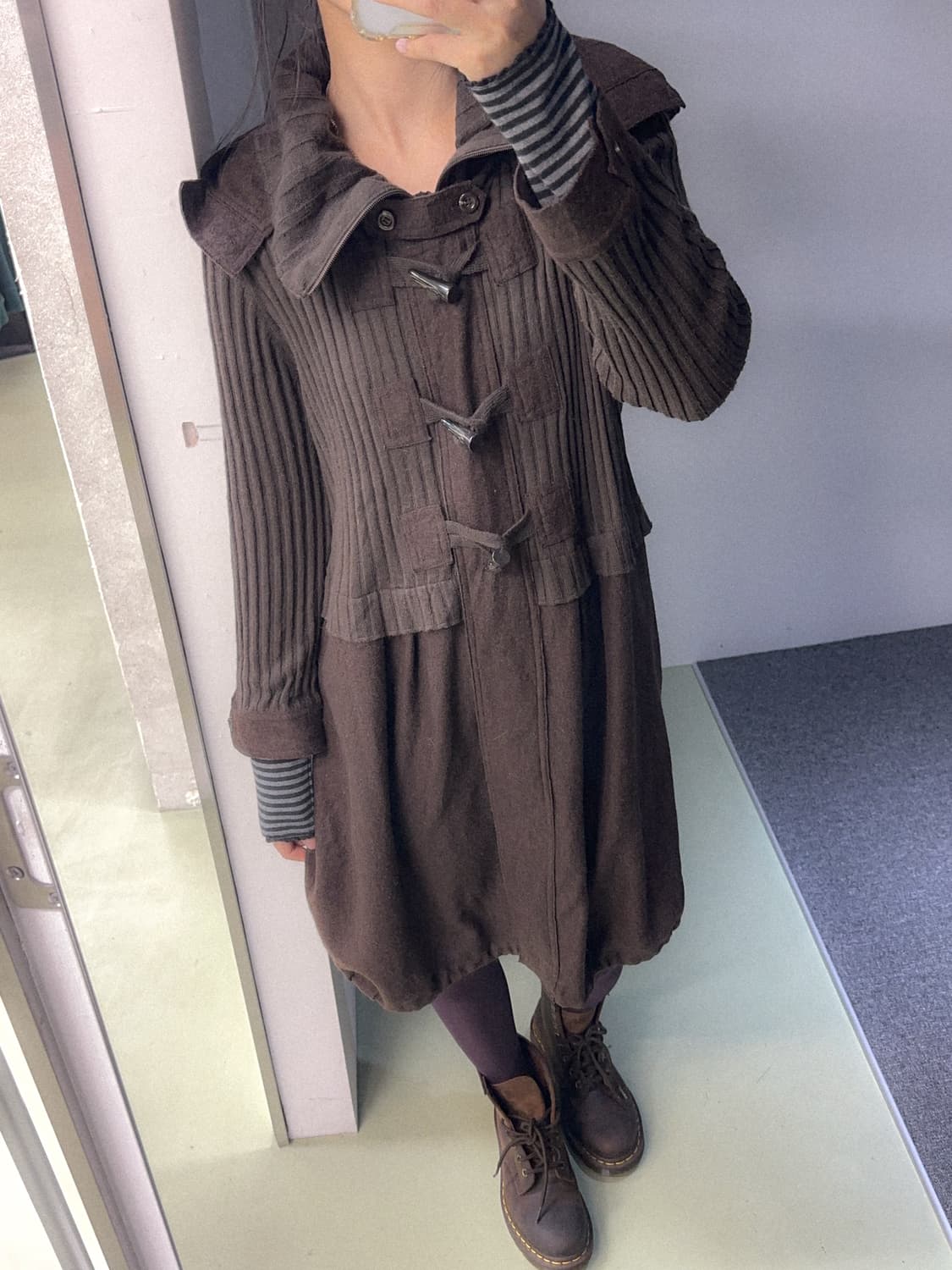 duffle hood knit/wool zip jacket(brown) 상품이미지2