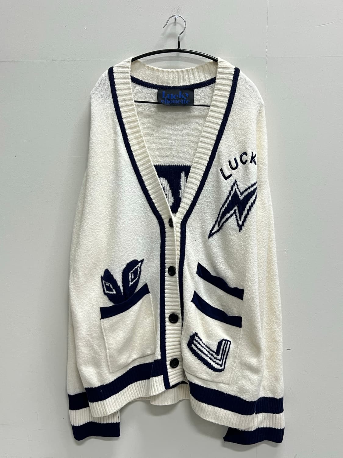 럭키슈에뜨 가디건 아이보리/네이비 상품이미지2
