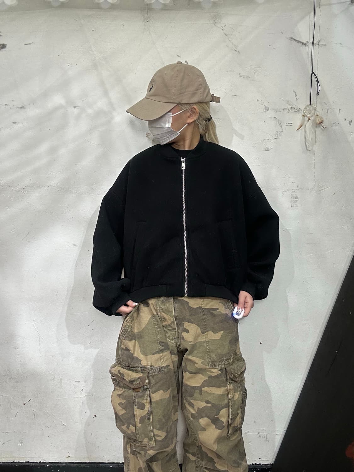 빈티지 블랙 모직 크롭 점퍼 자켓 F 상품이미지2