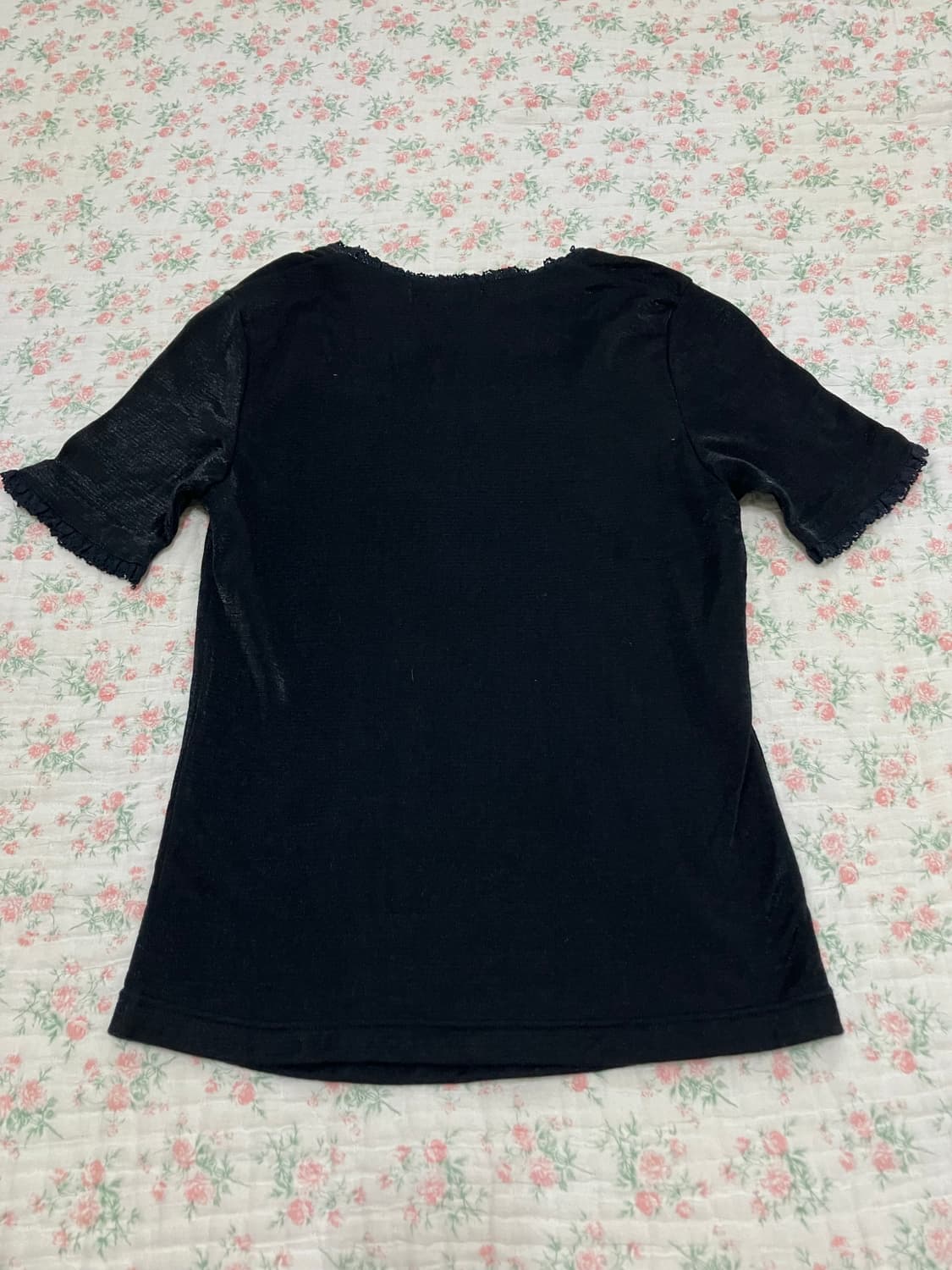 빈티지 블랙 크로셰 레이스 반팔 1109 모리걸 y2k 스트릿 갸루 펑키 상품이미지4