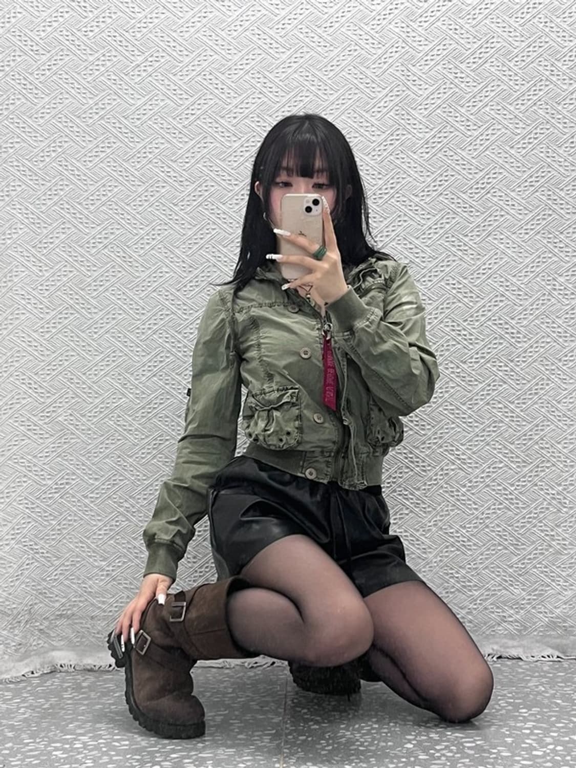 알파인더스트리 희귀 밀리터리 크롭 항공점퍼 자켓 XS C10838 상품이미지1