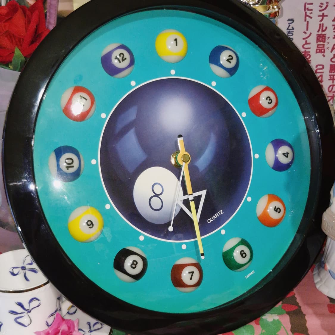 90s 일본 야마사 레트로 당구 엠보싱 벽시계 상품이미지2