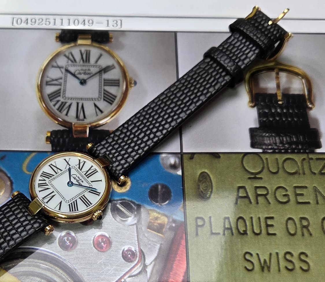 빈티지 까르띠에 머스트드 방돔 화이트로만 블루핸즈 쿼츠 여성용 (감정서  상품이미지8