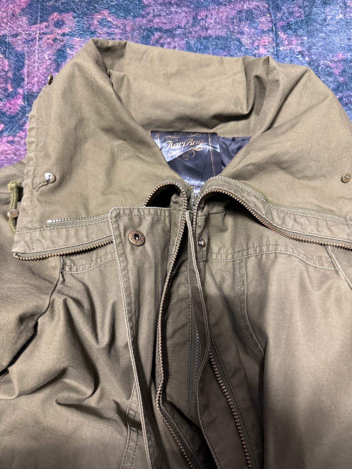 투지퍼 하이넥 카키 야상 상품이미지8