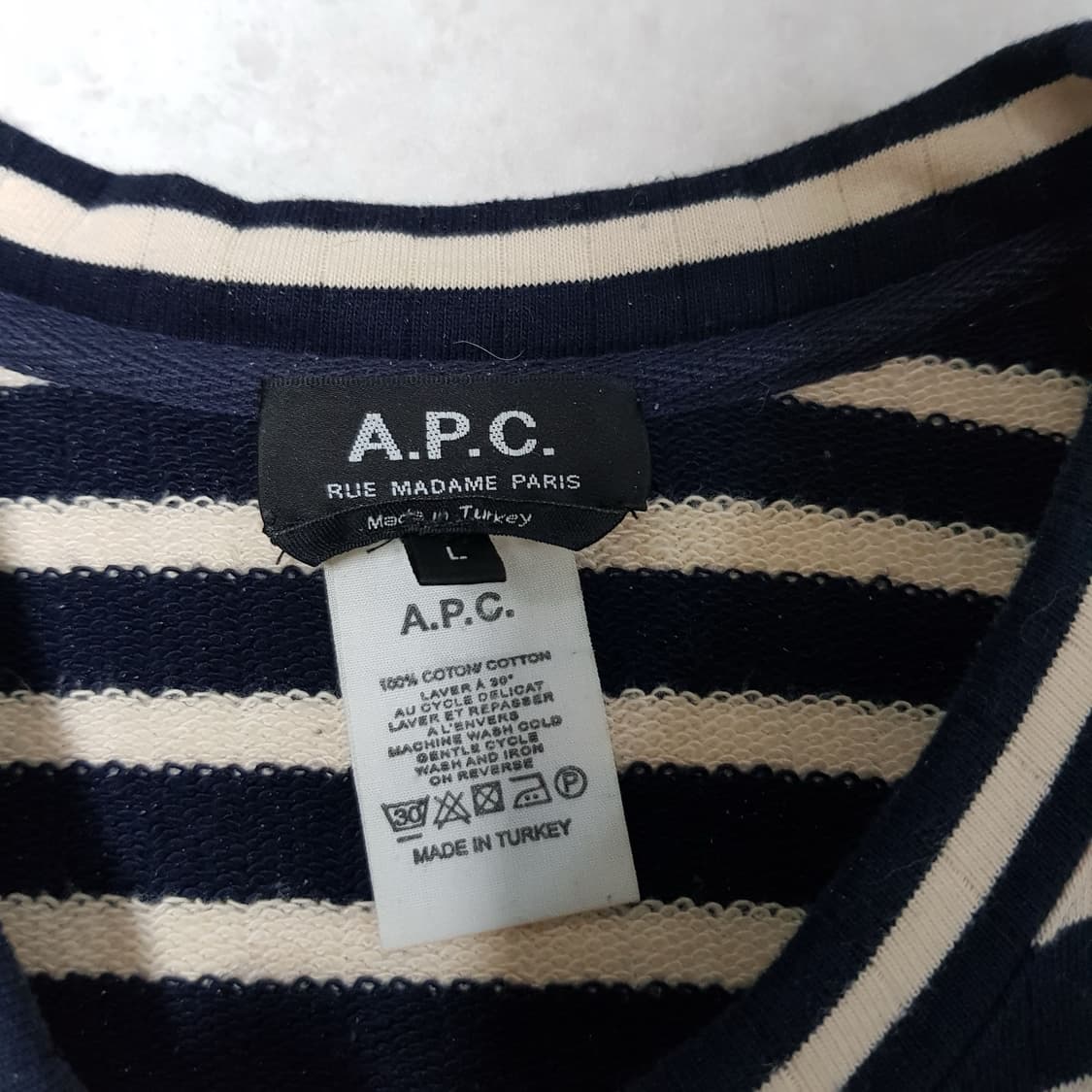 A.P.C. 네이비 스트라이프 긴팔니트 L 상품이미지6