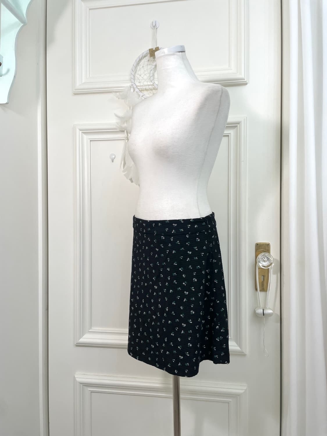 dark navy flower point mini skirt 상품이미지2