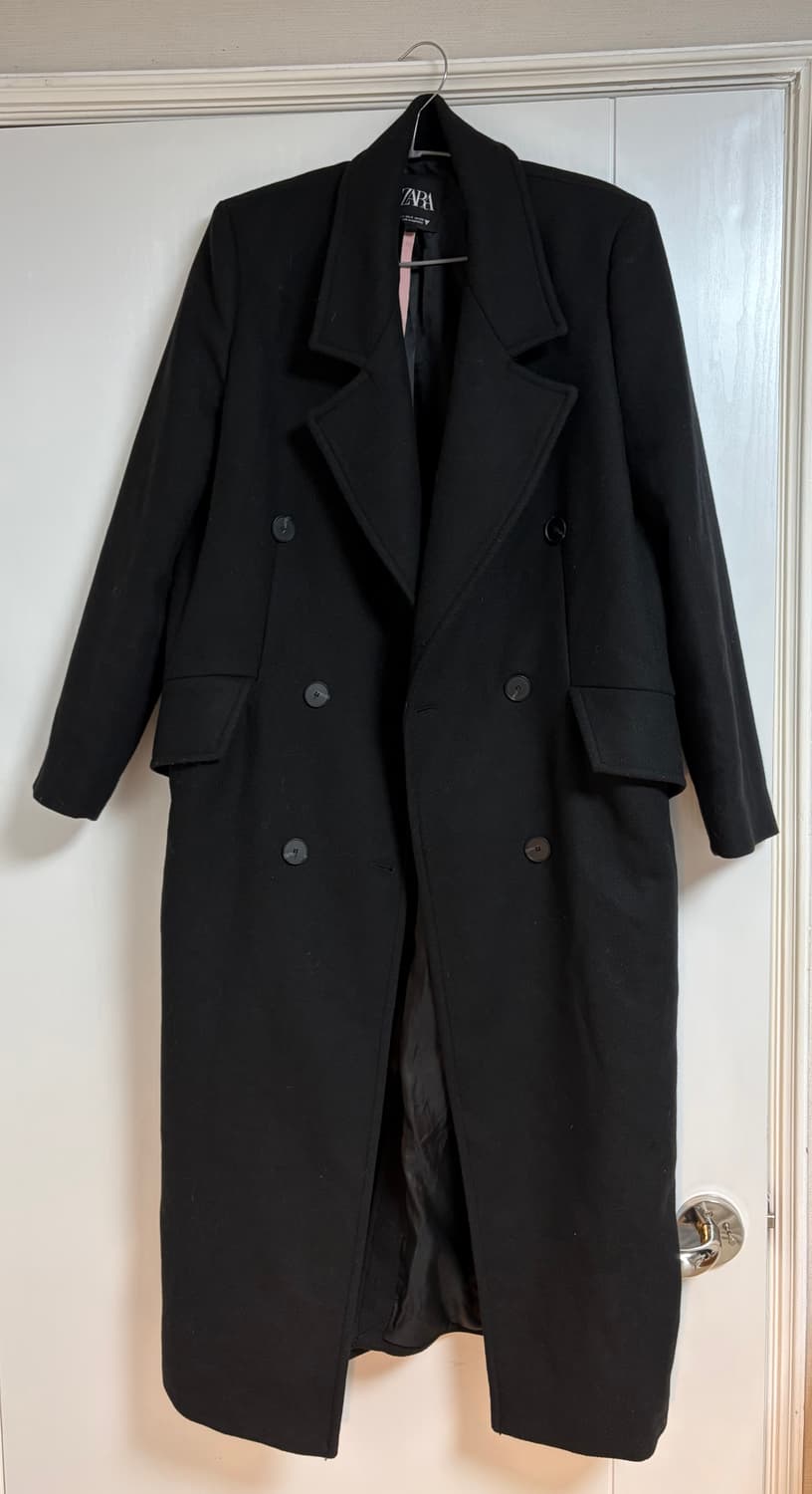 Zara 울 롱코트 검정 상품이미지1