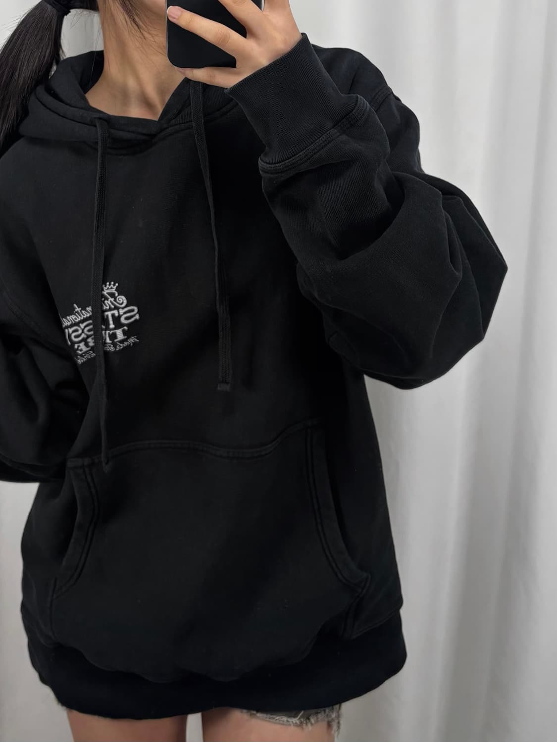 스투시 이스트 피그먼트 다이드 블랙 후드티 상품이미지2