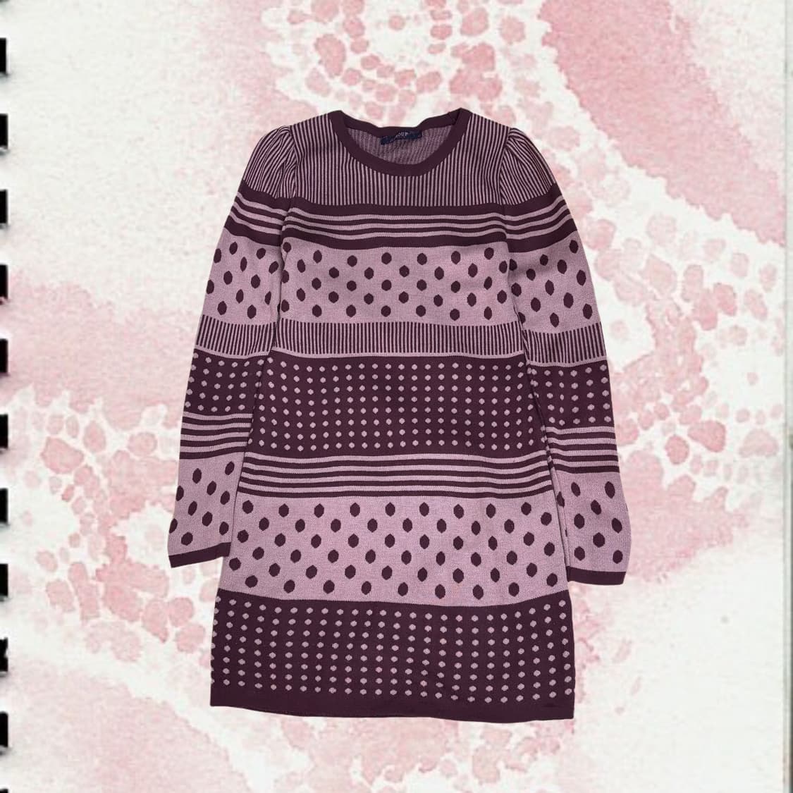 빈티지 Soup 핑크 도트 스트라이프 니트 원피스 상품이미지1