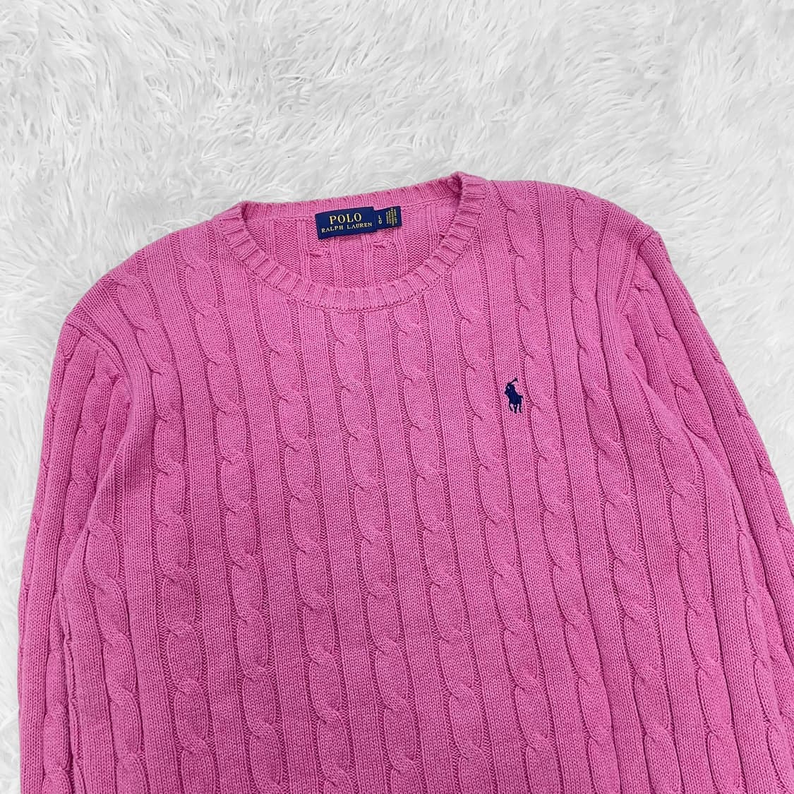 폴로 랄프로렌 포니 로고 케이블 니트 핑크 상품이미지3