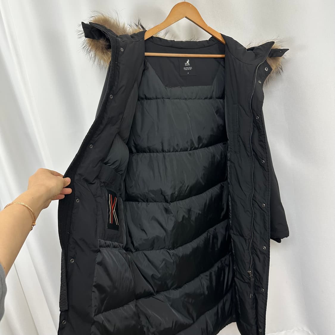 캉골 남자 라쿤/오리털 패딩점퍼 방한 겨울 검정 M 상품이미지7