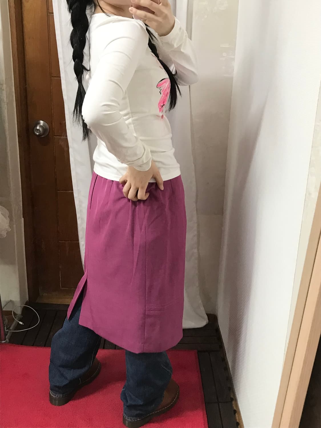 jpn stich line purple midi skirt  상품이미지6