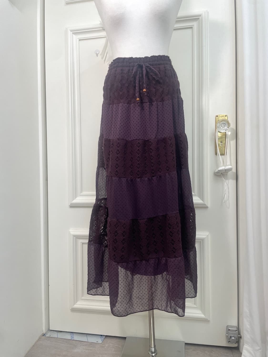 purple lace dot bow banding opc&skirt 상품이미지10