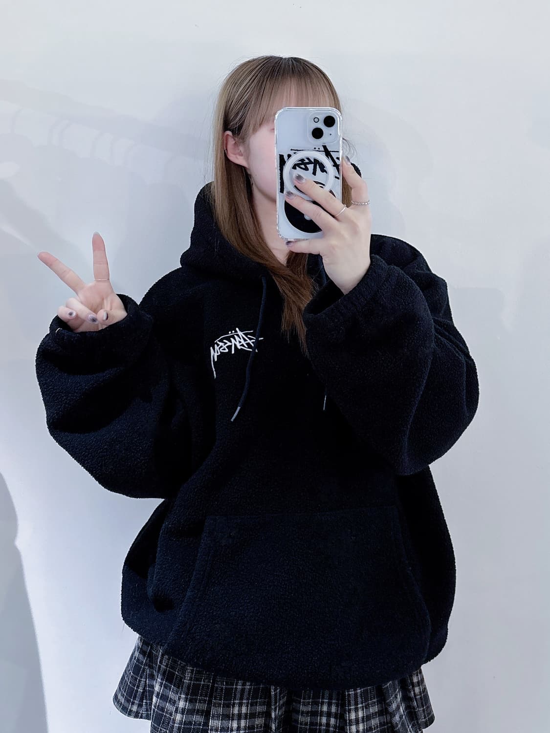 스투시 블랙 후리스 후드 상품이미지1