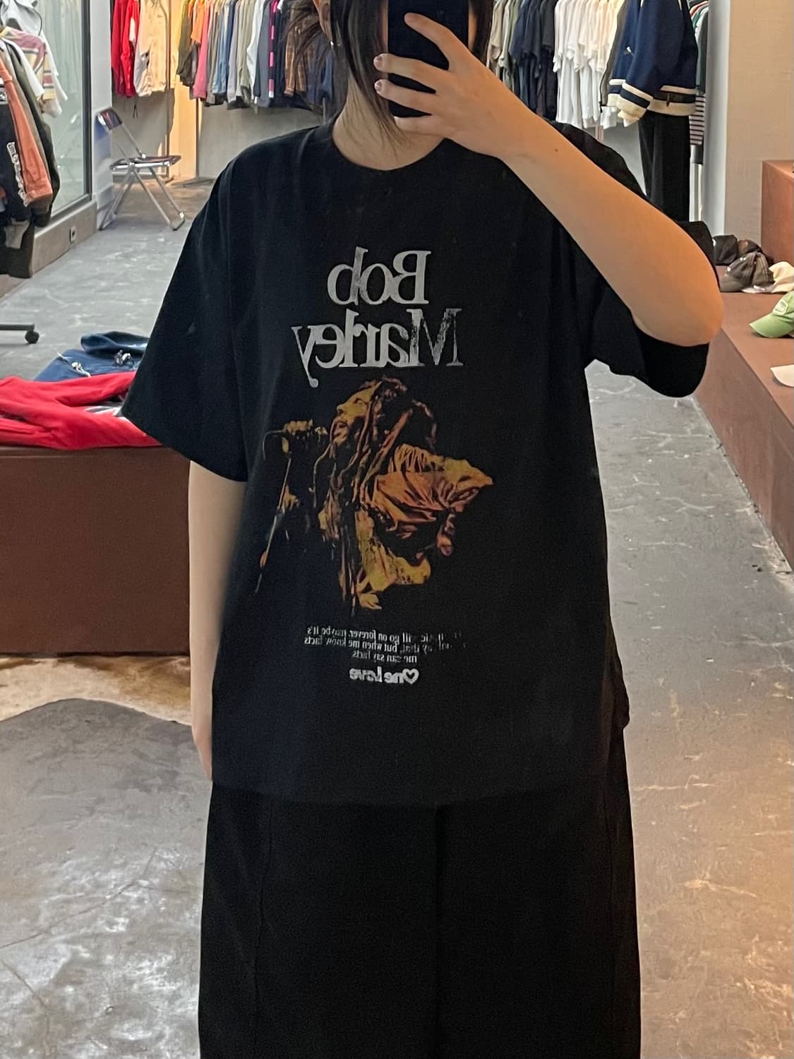 빈티지 밥 말리 원 러브 프린팅 반팔 H2258 상품이미지1