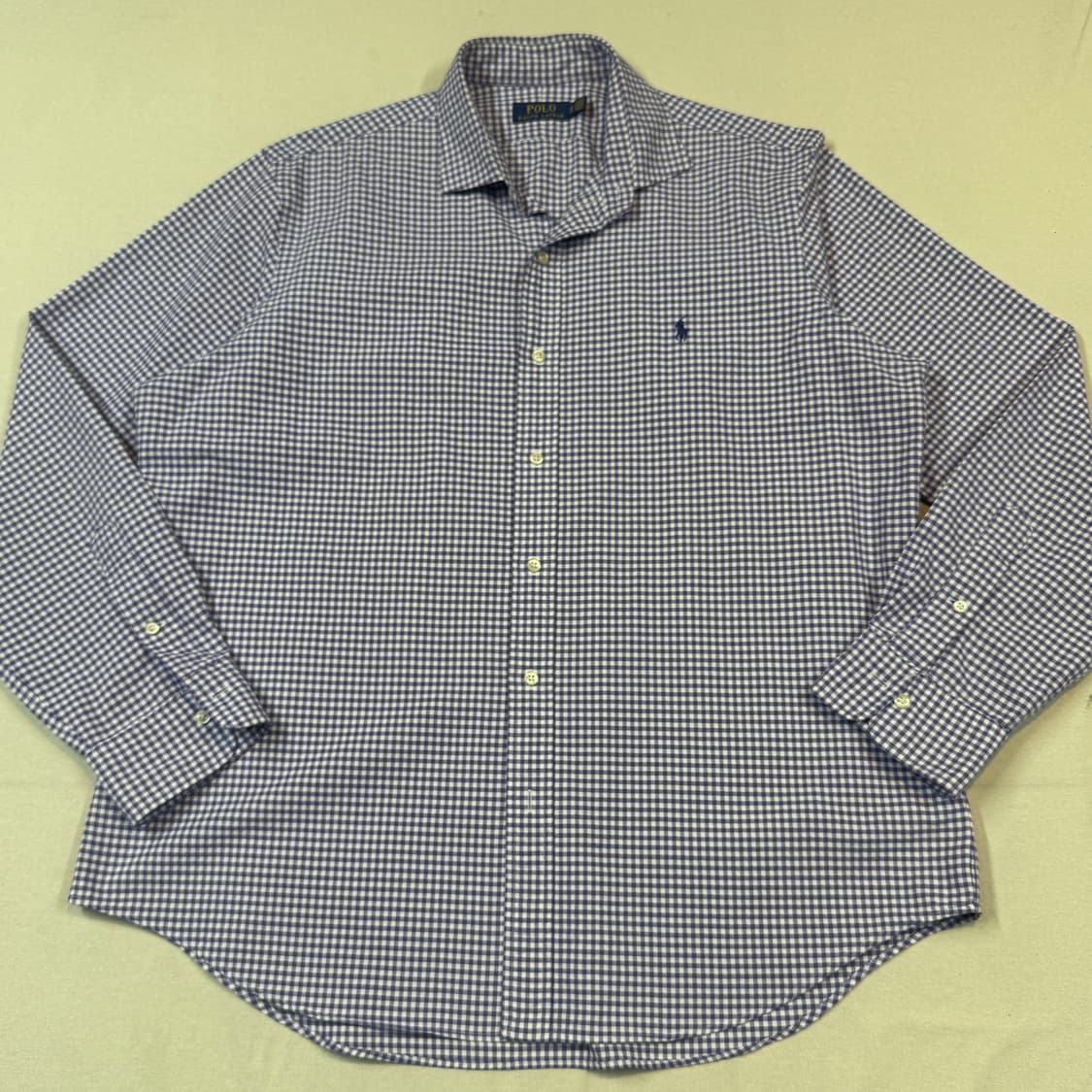 XL) 폴로 랄프로렌 보라색 깅엄 체크 옥스포드 셔츠 상품이미지2