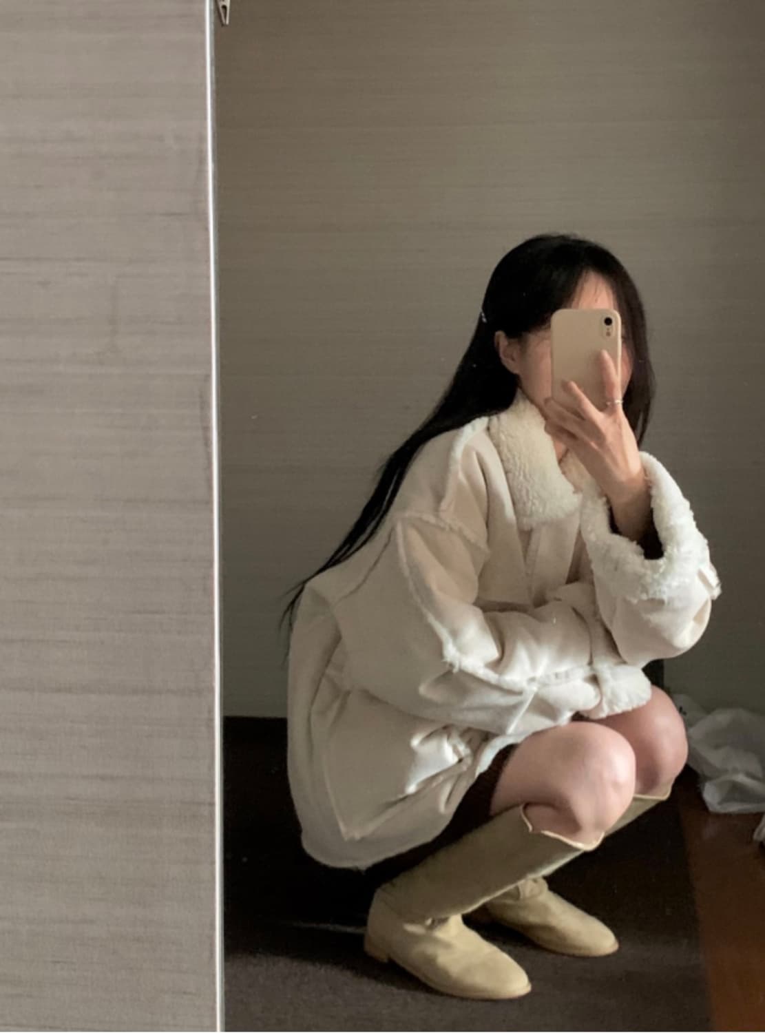 (새상품 택있음) 오이니 소프트 쉬어 무스탕 - 크림 상품이미지1