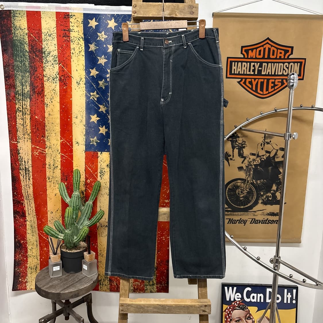 올드 디키즈 화이트 스티치 카펜터 코튼 워크팬츠 블랙 N1042   상품이미지1