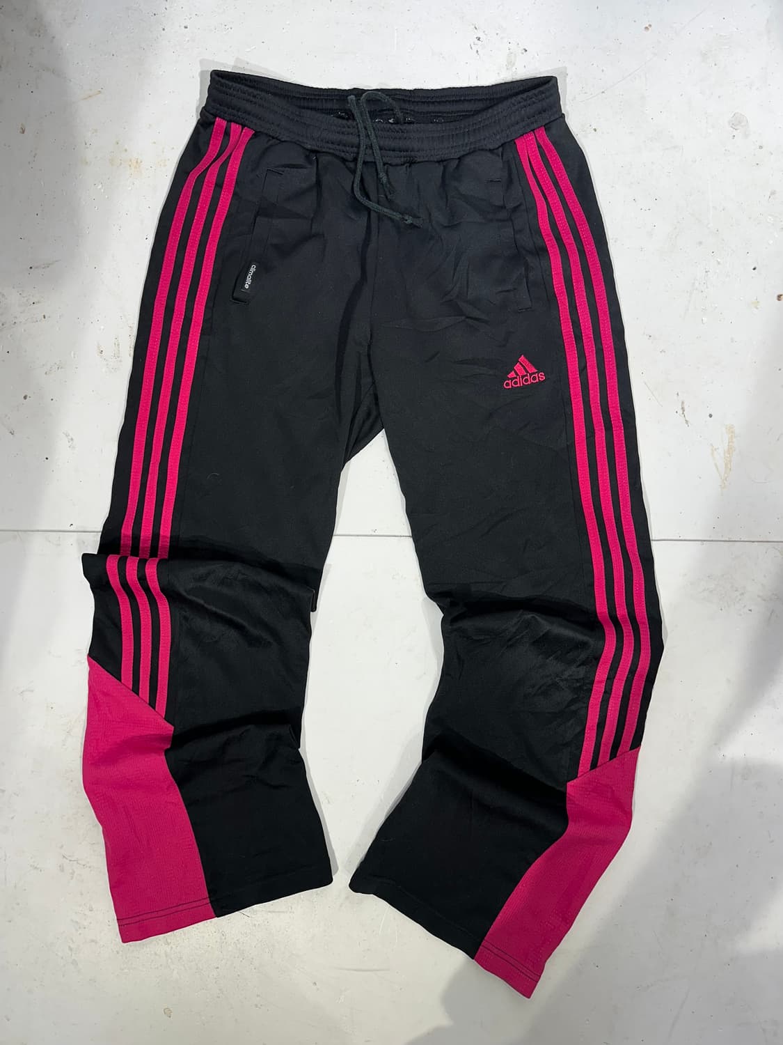 아디다스 블랙 와이드 핑크 삼선 추리닝 바지 L 상품이미지4