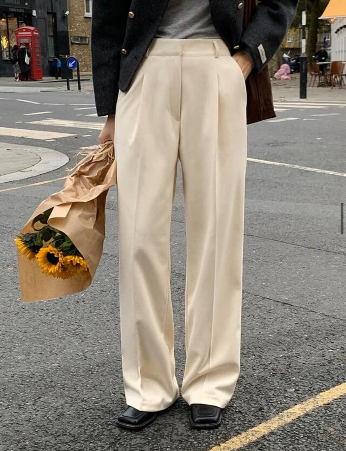 [유튜버 PICK] 크림 양기모 핀턱 와이드 슬랙스 트렌디어패럴 상품이미지1