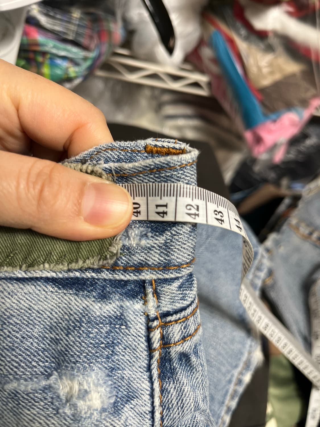 데님앤서플라이 데미지 워싱 패치워크 청바지 상품이미지5