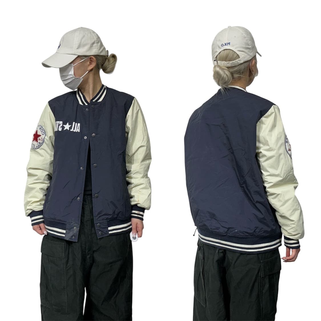 컨버스 네이비 올드스쿨 누빔 바시티 자켓 스타디움 점퍼 M 상품이미지1