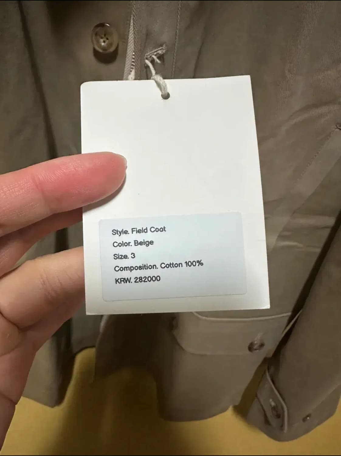 (새상품)뗄라 베이지 코튼 필드 자켓 3사이즈 상품이미지2