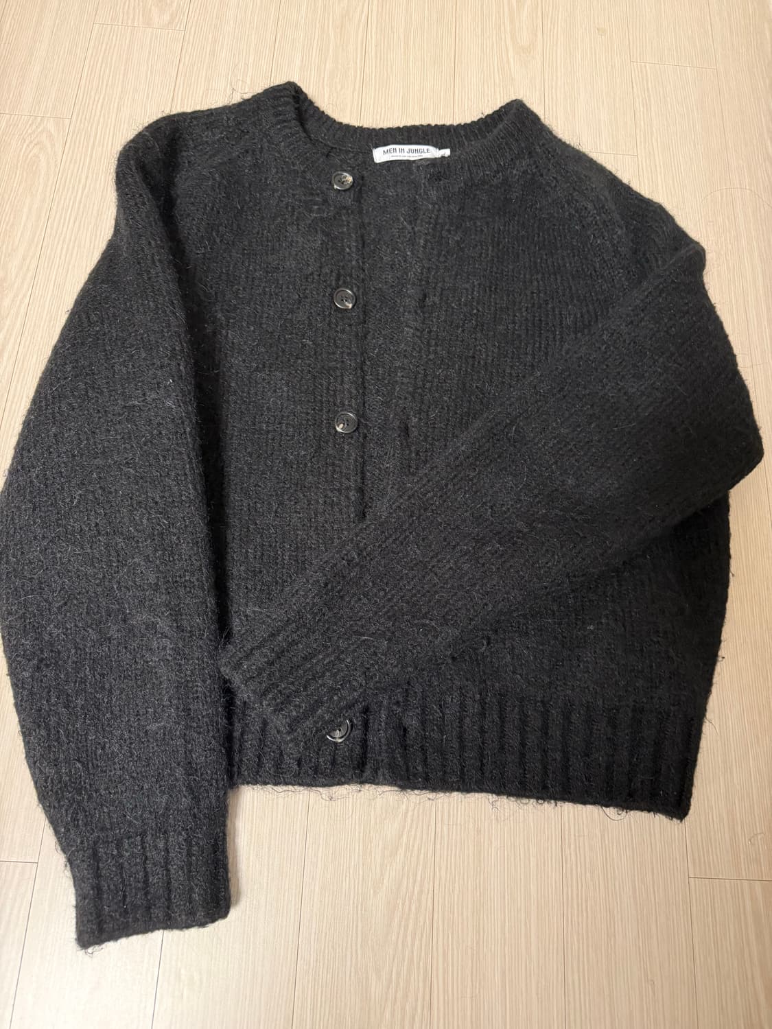 브러쉬드 알파카 크루 넥 가디건 [블랙] XL 105 상품이미지1