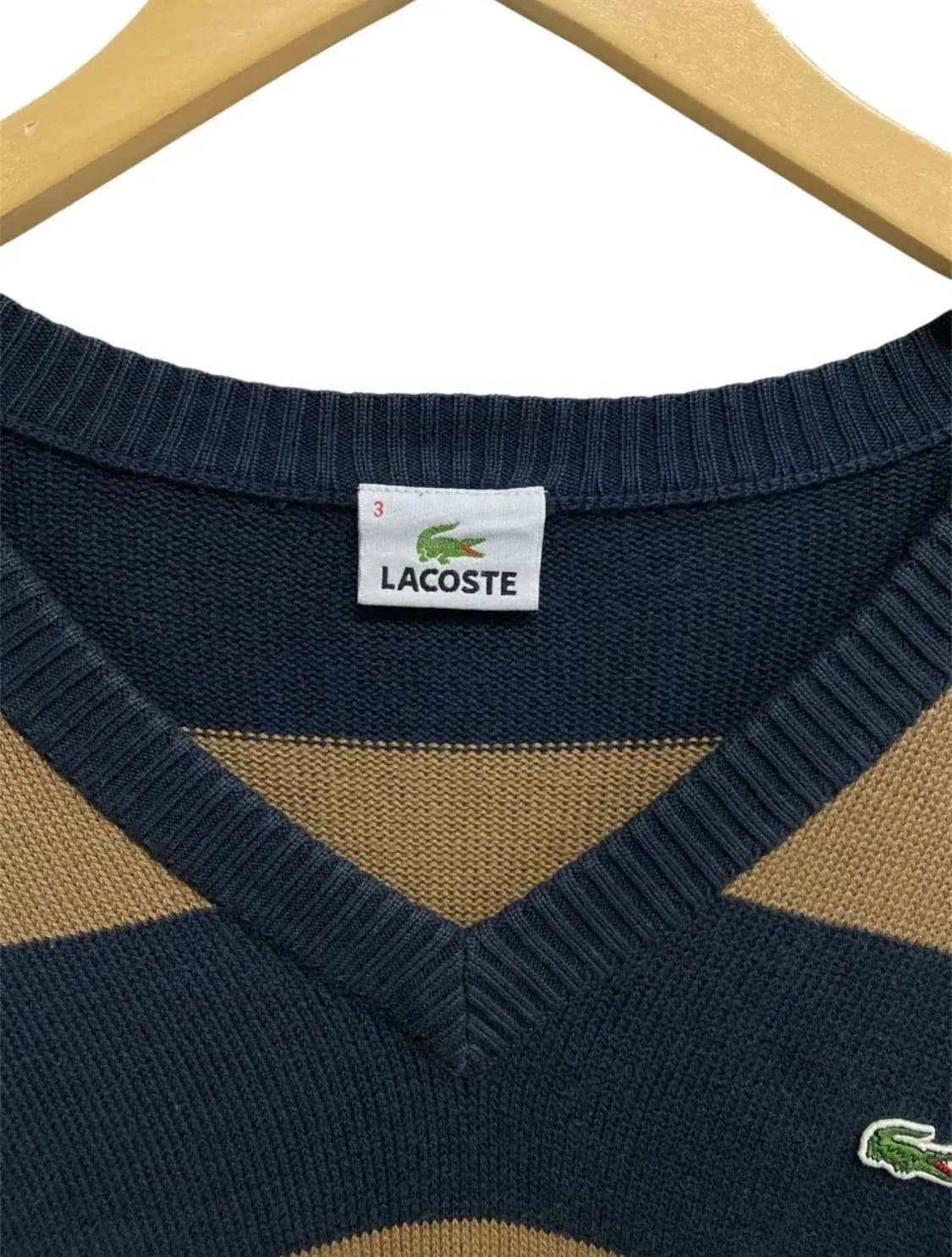 라코스테 스트라이프 브이넥 니트 95 상품이미지4