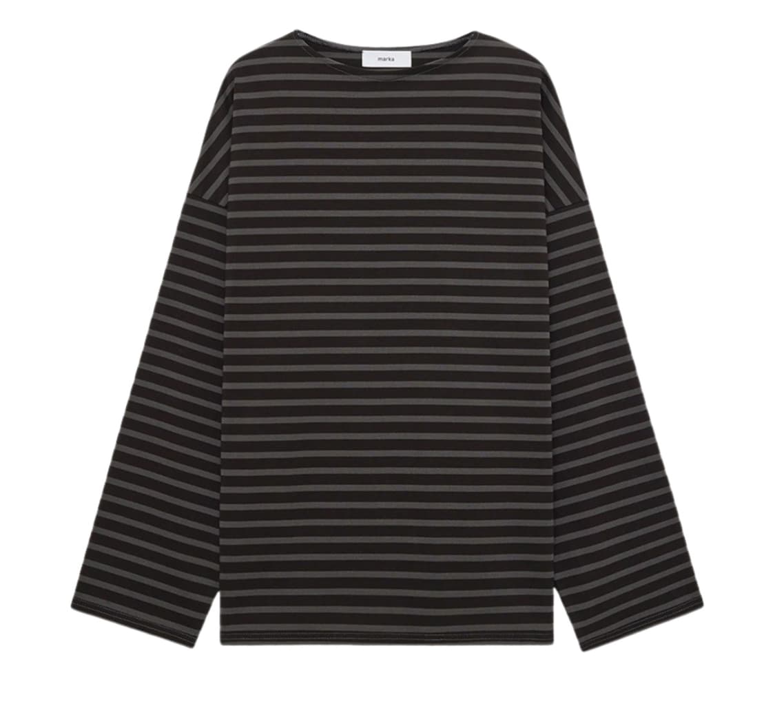 마카(marka) 스트라이프 롱슬리브 브라운 차콜 상품이미지3