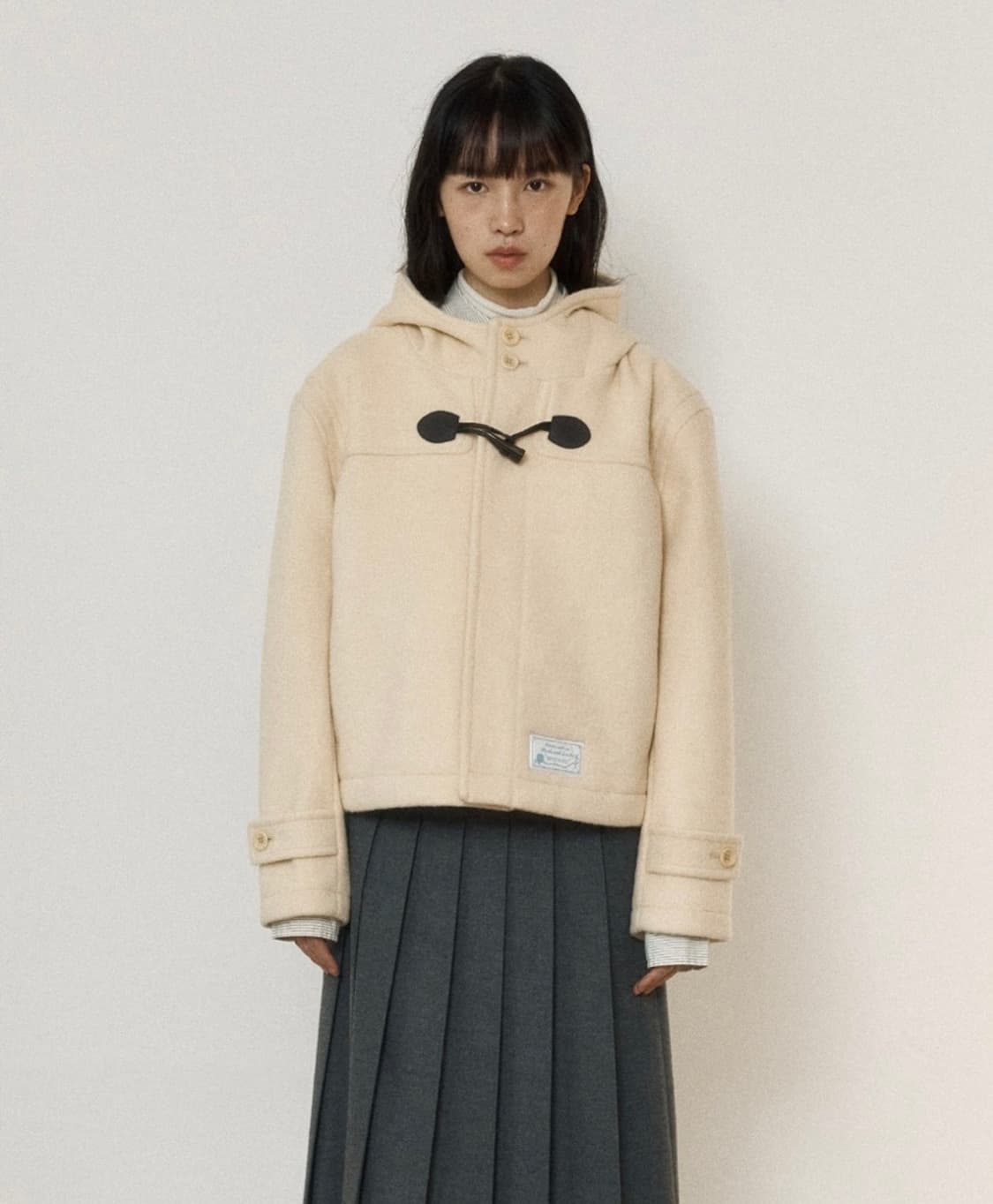 로씨로씨 크롭 후드 울 더플 코트 버터베이지 상품이미지1