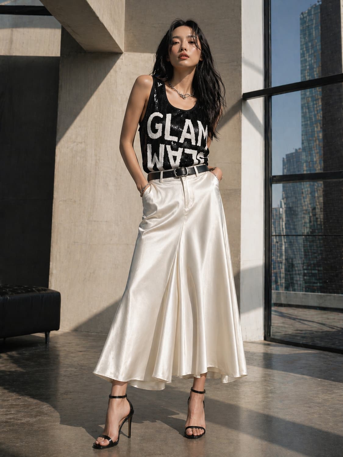 [GGPX] 정품 글램 시퀸 레터링 롱 민소매 티셔츠 상품이미지7