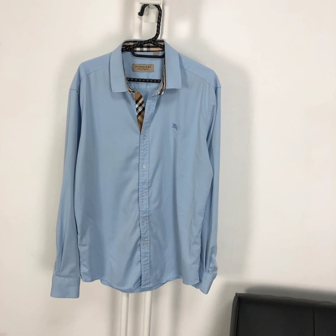 버버리 정품 히든체크 블루 셔츠 포플린 상품이미지4