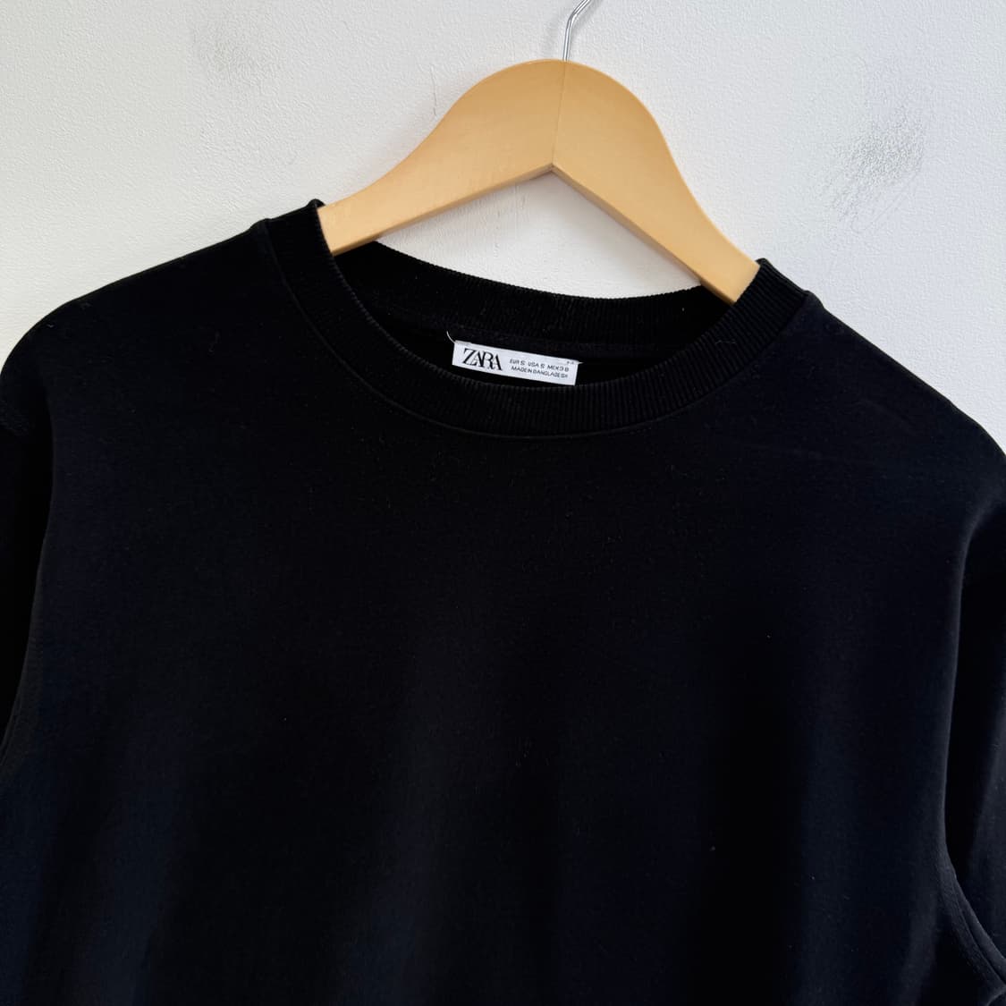 [US S] 자라 남성 라운드 면 맨투맨 긴팔 티셔츠 블랙 3726 상품이미지3