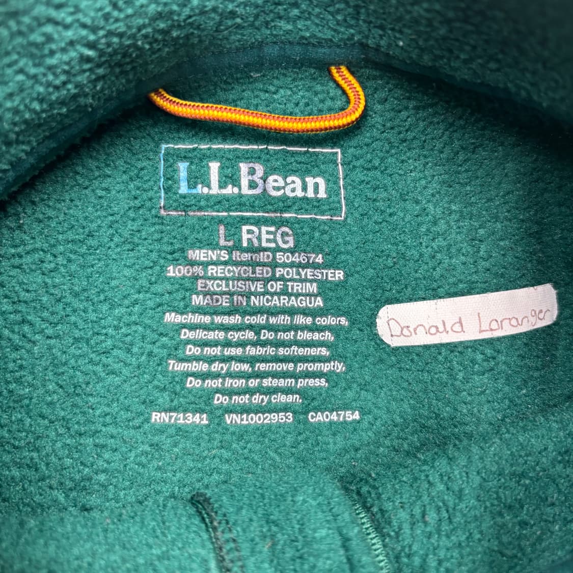 90s LL Bean 엘엘빈 그린 플리스 자켓 L 상품이미지7