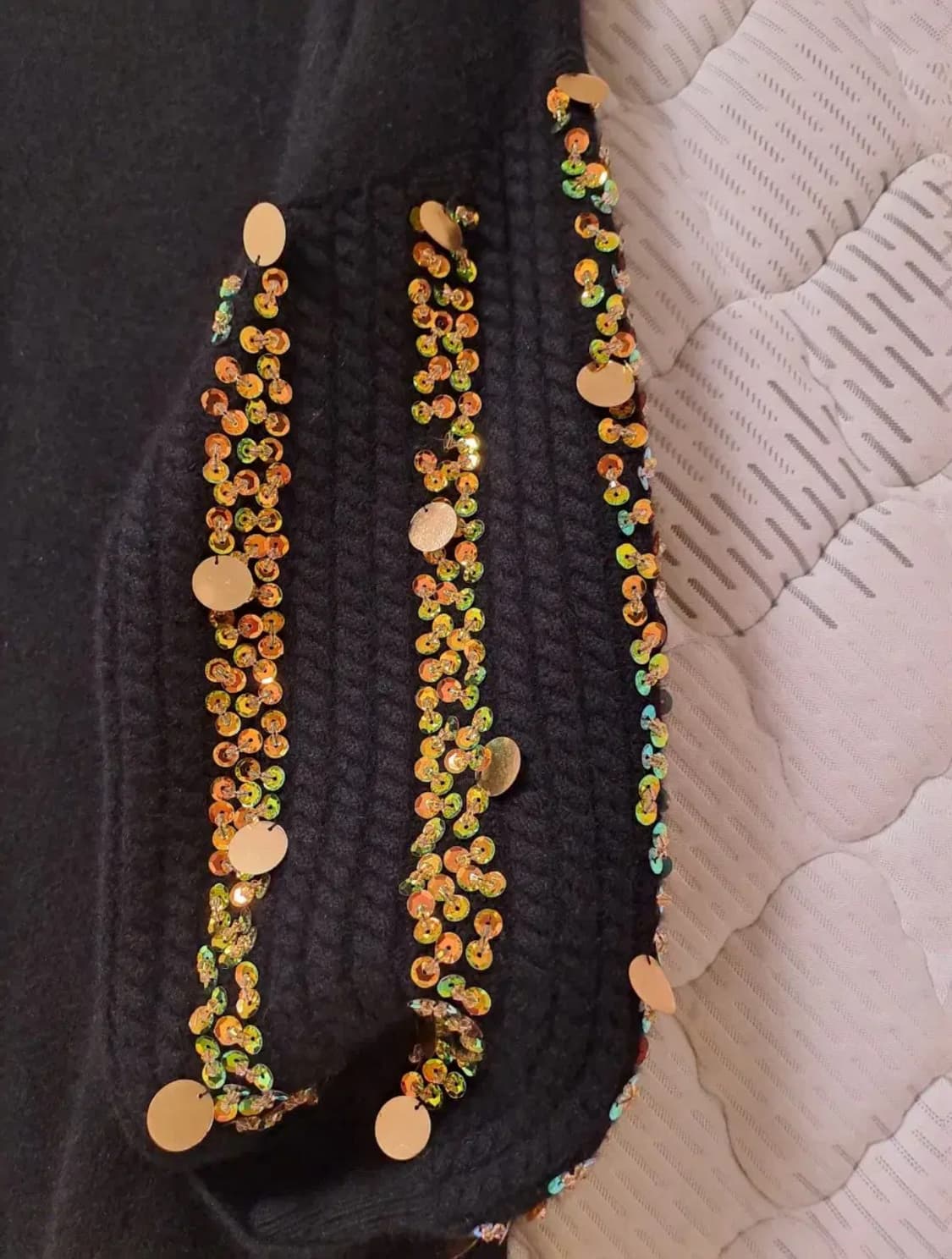 블랙 스팽글 장식 롱 니트가디건 (프리사이즈) 상품이미지4