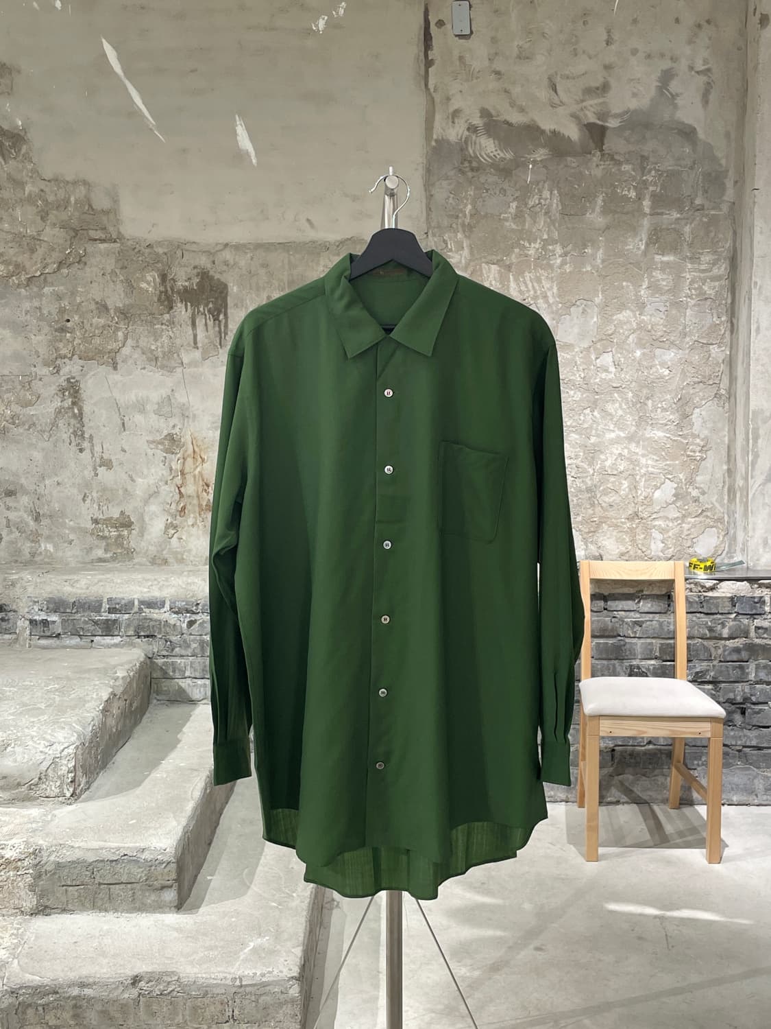 와이즈 포 맨 그린 싱글 포켓 카라 셔츠 상품이미지1