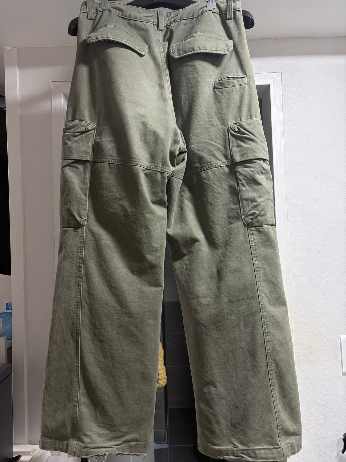 슬로우애시드 다이드 코튼 와이드 카고 팬츠 [카키] 상품이미지4