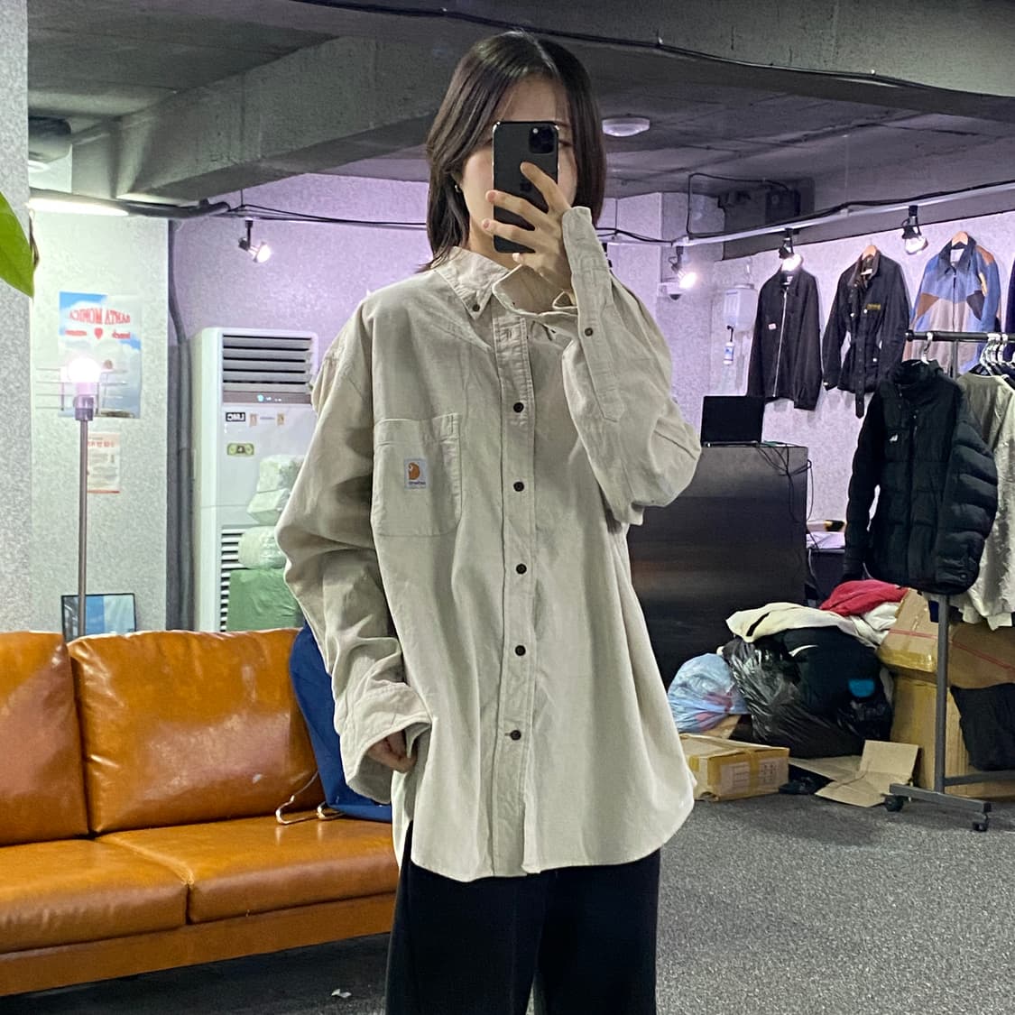 칼하트 패치로고 투포켓 카키 셔츠 B3161 상품이미지1