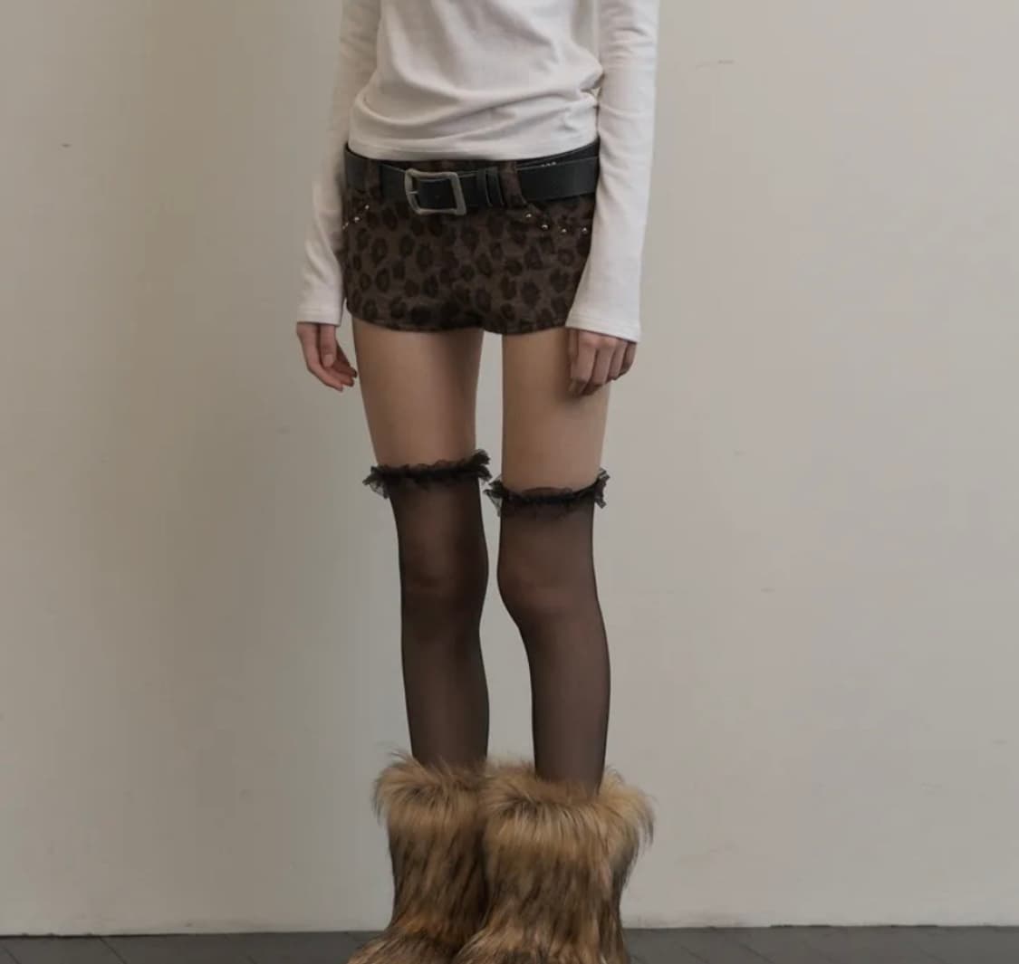 셋업이엑스이 레오파드 쇼트 팬츠 브라운 상품이미지1