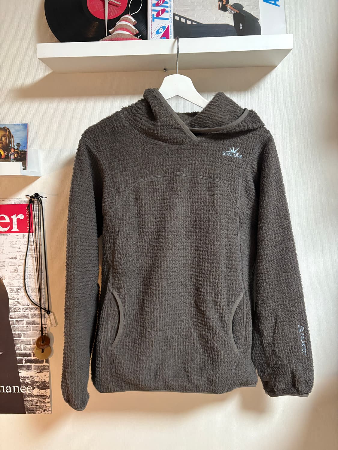 Sunlove 썬러브 폴라텍 후드티 브라운 상품이미지2