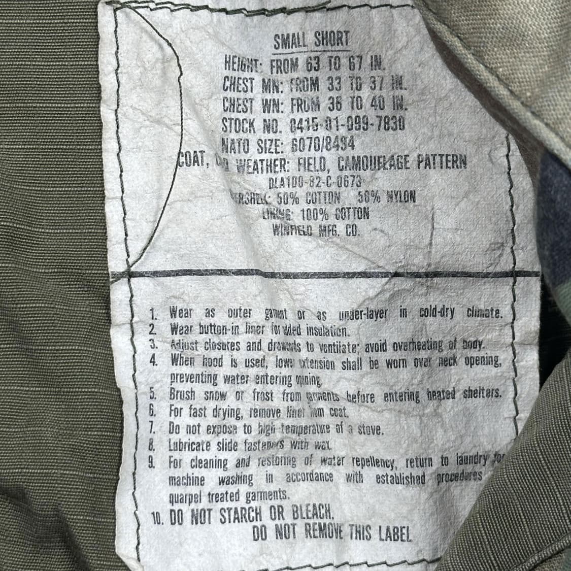 82년 오리지널 미군 m-65 필드자켓 우드랜드 S/S 상품이미지8